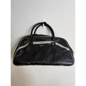 Vintage Nike Golf Bag Black Leather Duffel Large Rare